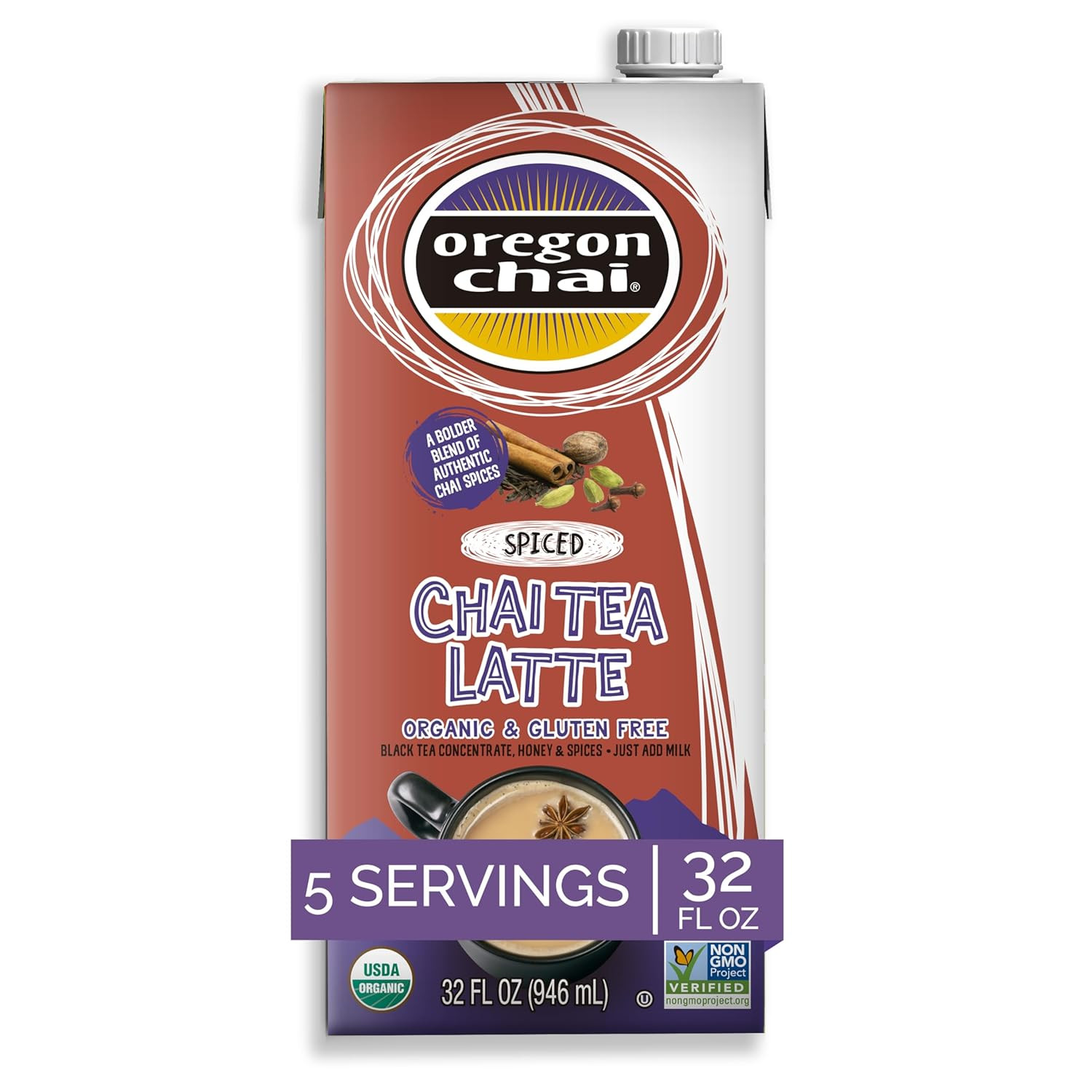 Spiced Chai Tea Latte Concentrate, 32 Fl Oz (Pack of 1)