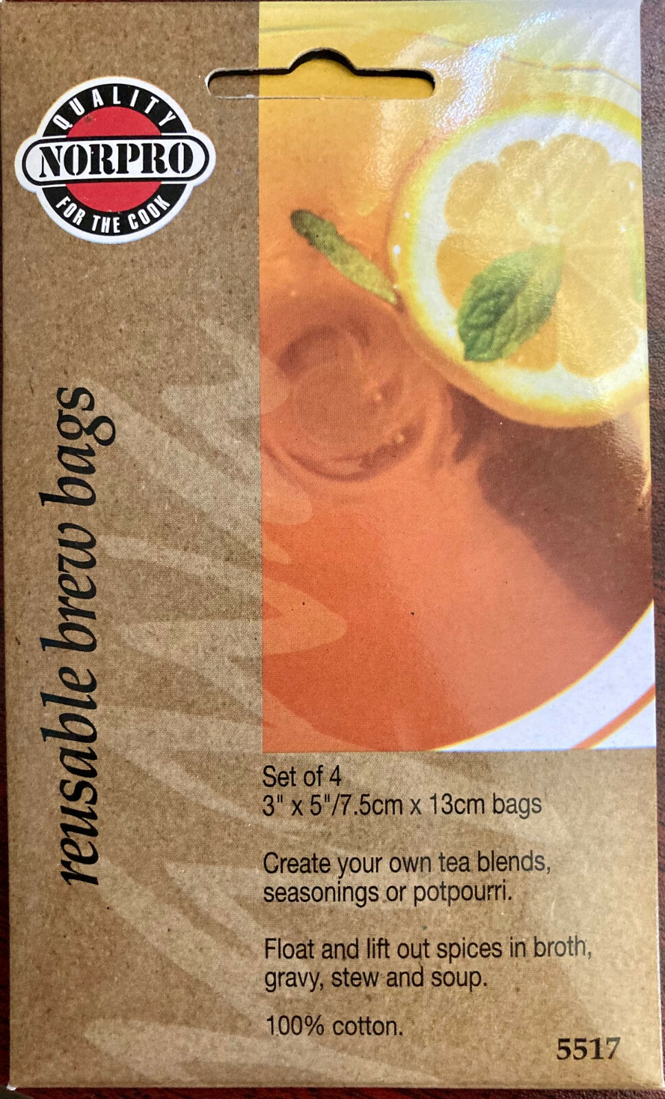 Set of 4 Cotton 5” Muslin Tea Brew Bags for Steeping teas, herbs, soups & more!