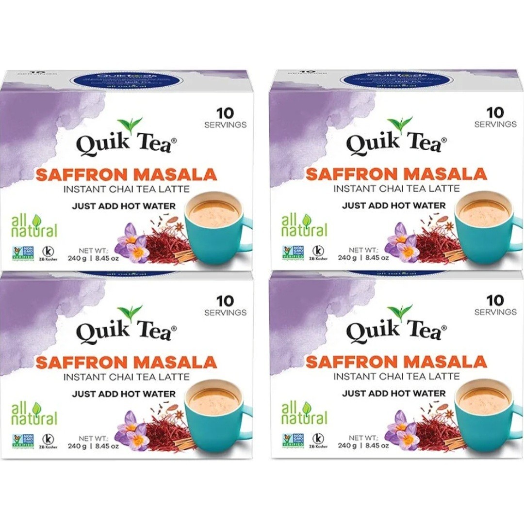 QuikTea Chai Tea Latte Saffron Masala Chai 33.8 Oz (Pack Of 4)