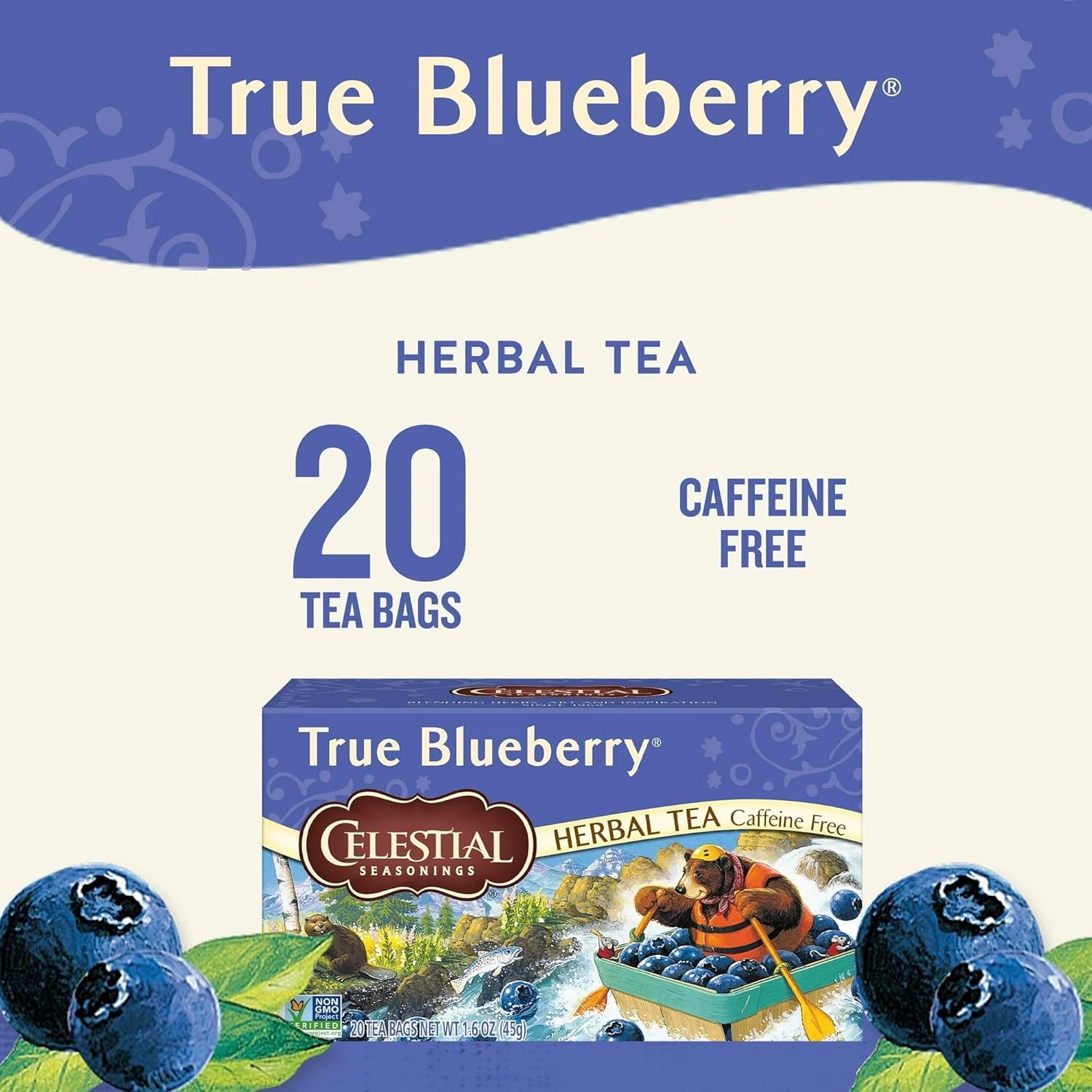 Celestial Seasonings Herb Tea True Blueberry 20 Bag (Pack Of 2)