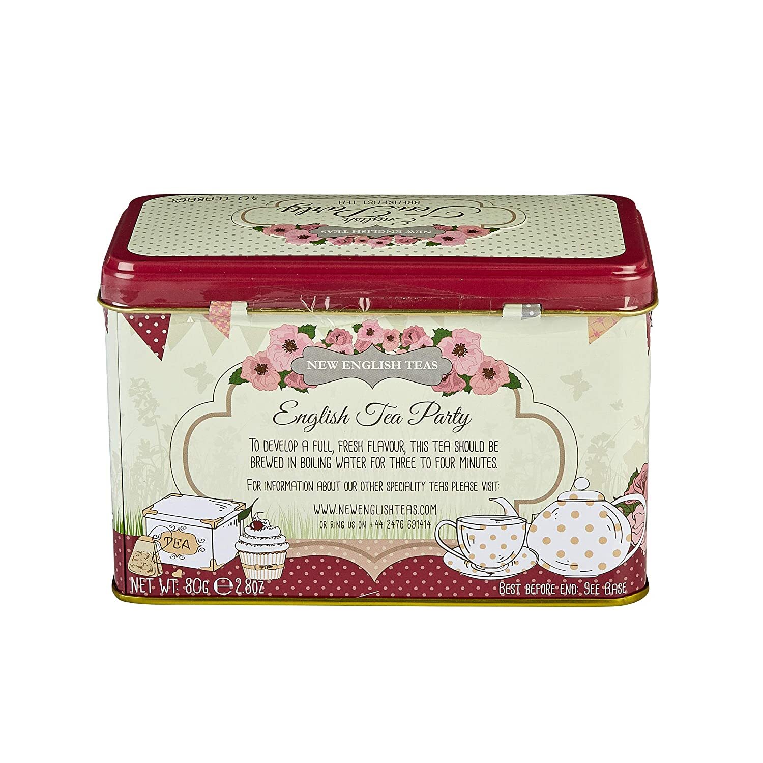 NEW ENGLISH TEAS ENGLISH TEA PARTY TIN BREAKFAST TEA 40 TEA BAGS