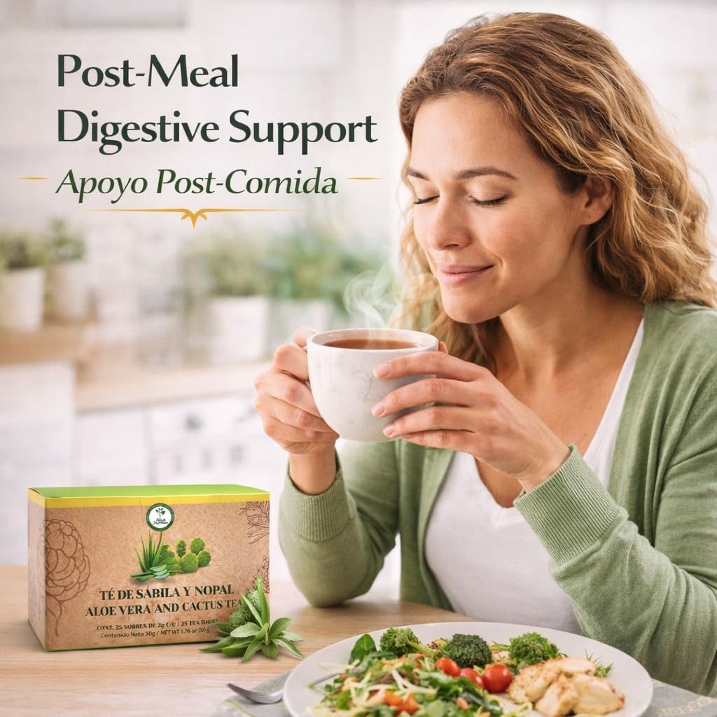Sábila & Nopal Tea (Aloe Vera & Cactus Tea) – 100% Natural, Vegan | 25 Tea Bags