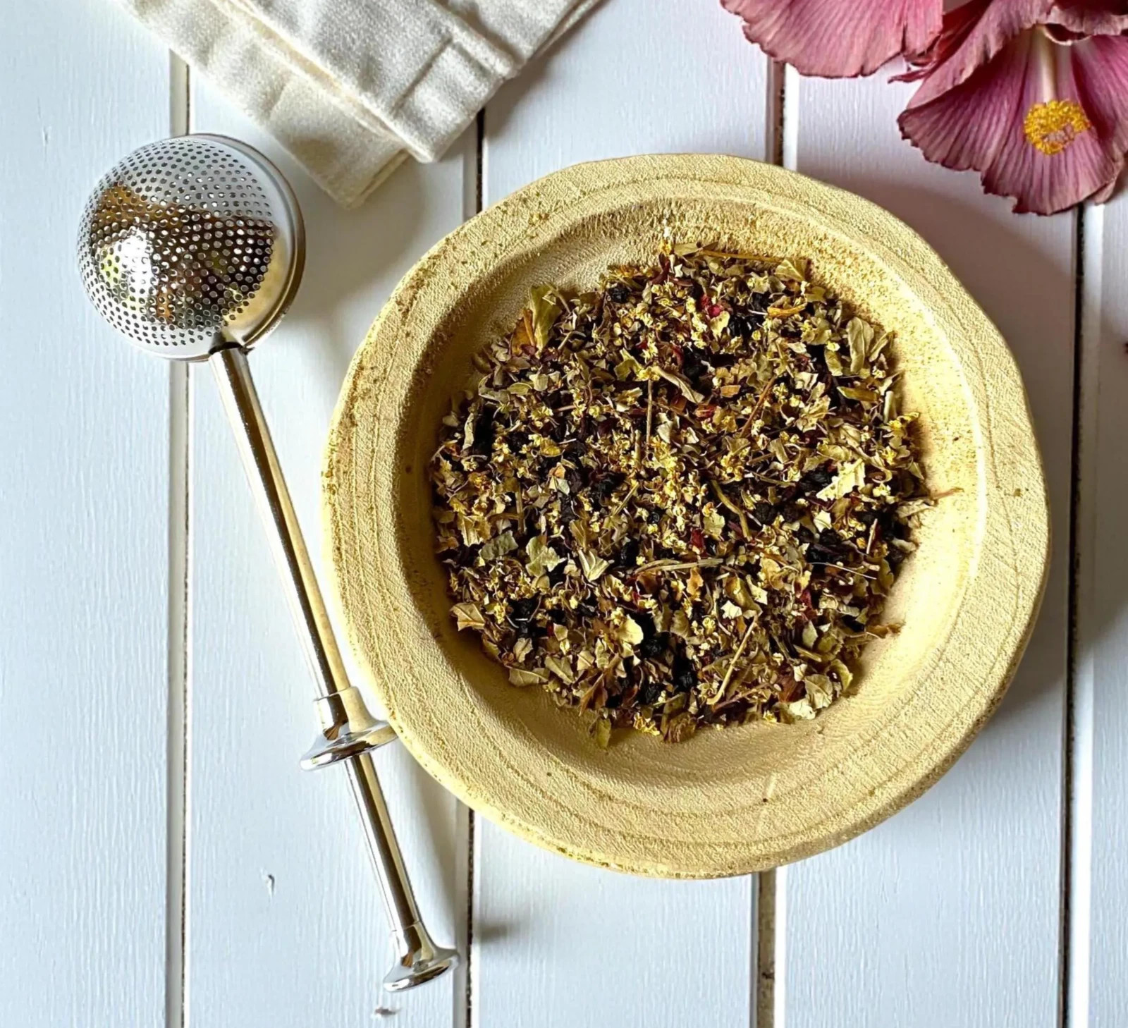 Organic Blackberry Elderberry Tea, Hibiscus Herbal Tisane Infusion