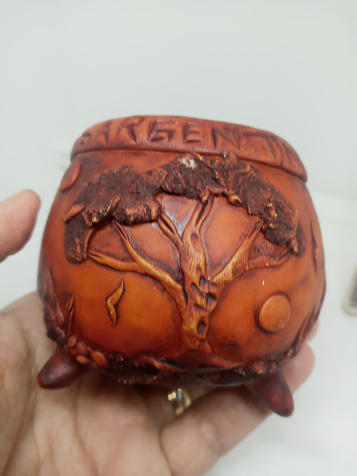 Argentina Unique Hand Made Wooden Yerba Mate Cup & Bombilla W Nature Design.