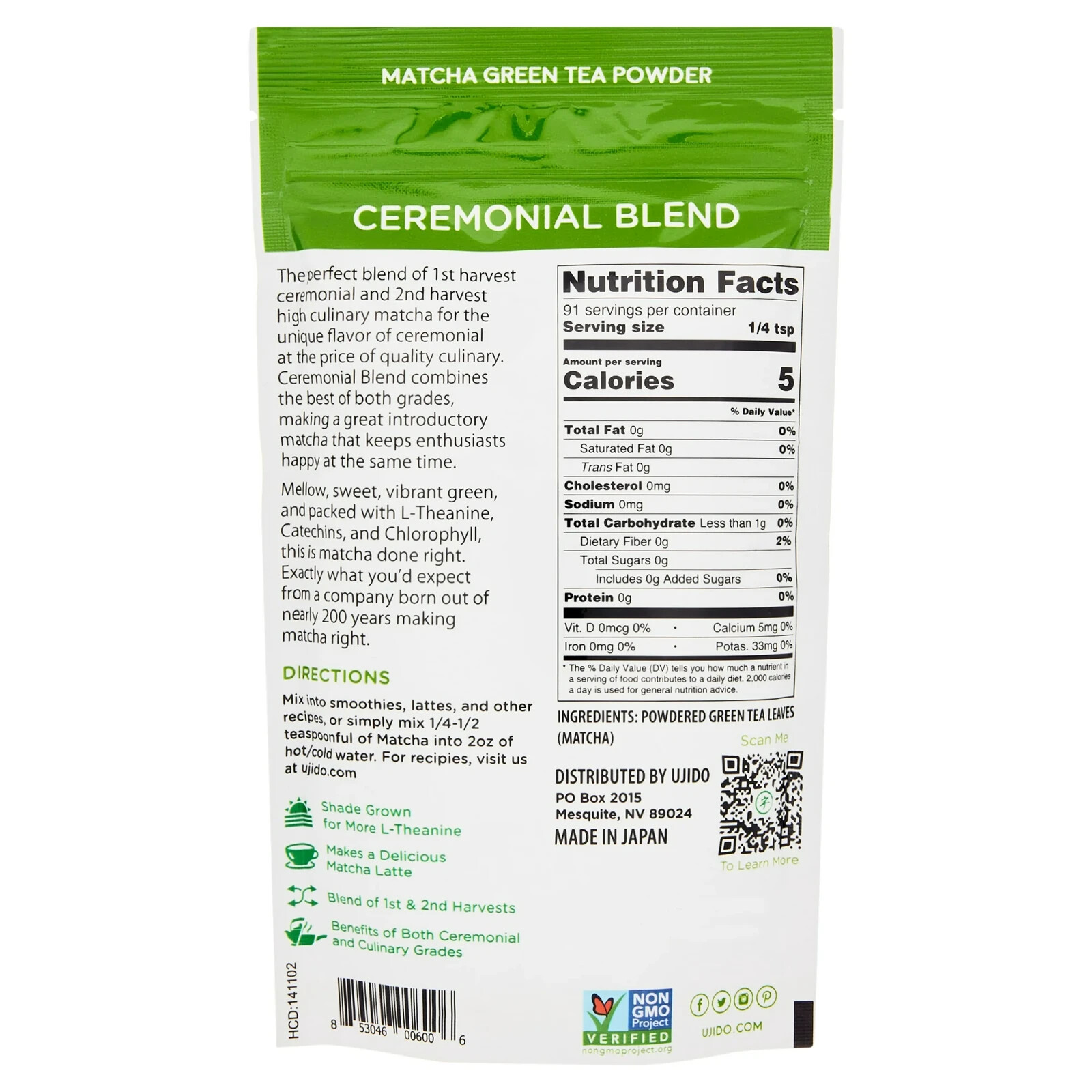 Ujido The Path of Zen Japanese Matcha Green Tea Powder Ceremonial Blend (4 OZ)