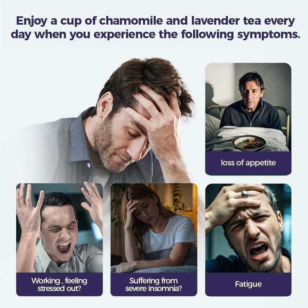 WOTIHA 60 Count Premium Chamomile Lavender Tea Bags – 100% Pure Flowers, Soothin