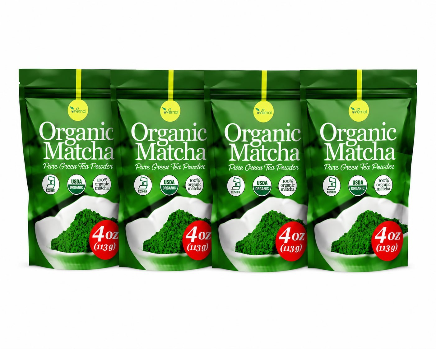 Organic Matcha Green Tea Powder 4oz (Pack of 4) Perfect for Drinks and Culinary