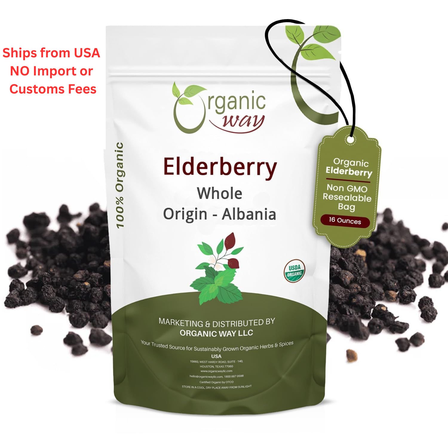 Organic Way Dried Elderberry Whole – Herbal Tea | European Wild-Harvest 1 LBS