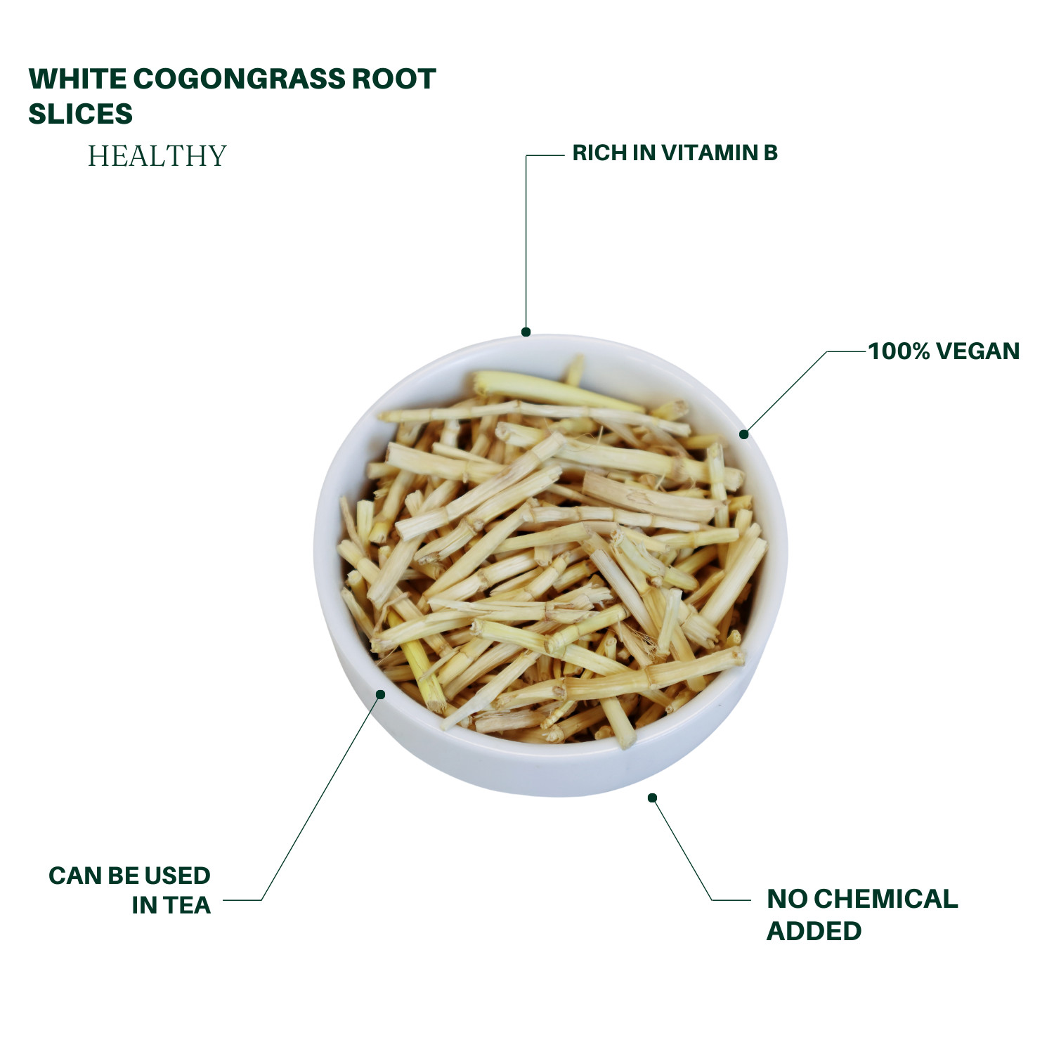 White Cogongrass Root Slices,Premium Quality, Bai Mao Gen,tea, 4oz 白茅根