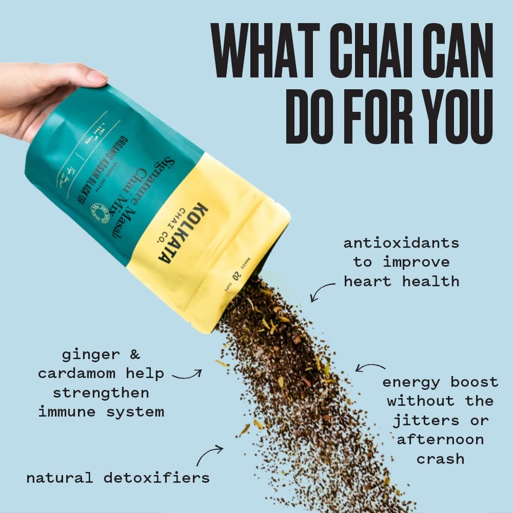 Kolkata Chai Signature Masala Chai mix, 100% Organic Black Tea, Makes 20 cups…