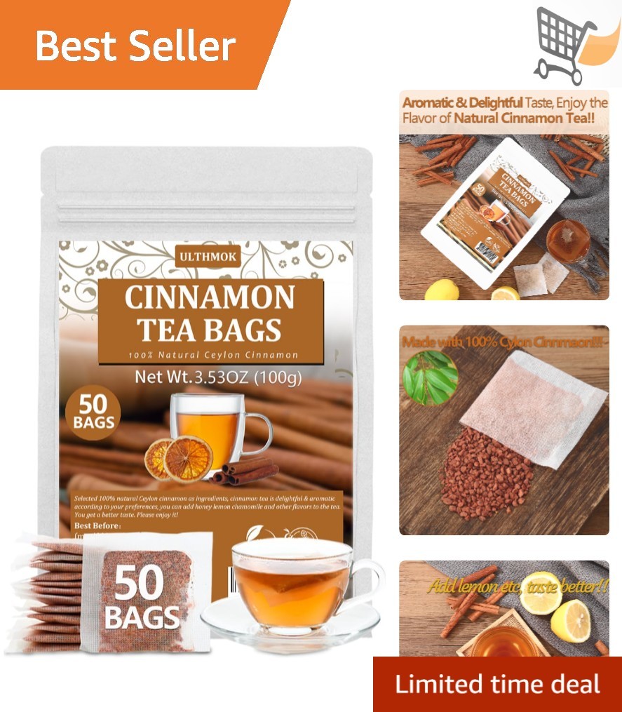 Cinnamon Tea Bags 100% Ceylon Cinnamon Natural Caffeine Free 50 Count