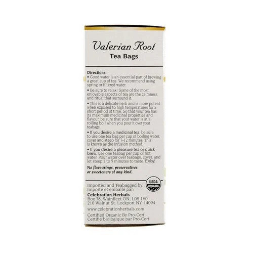 Organic Valerian Root Tea 24 Bags By Celebration Herbals