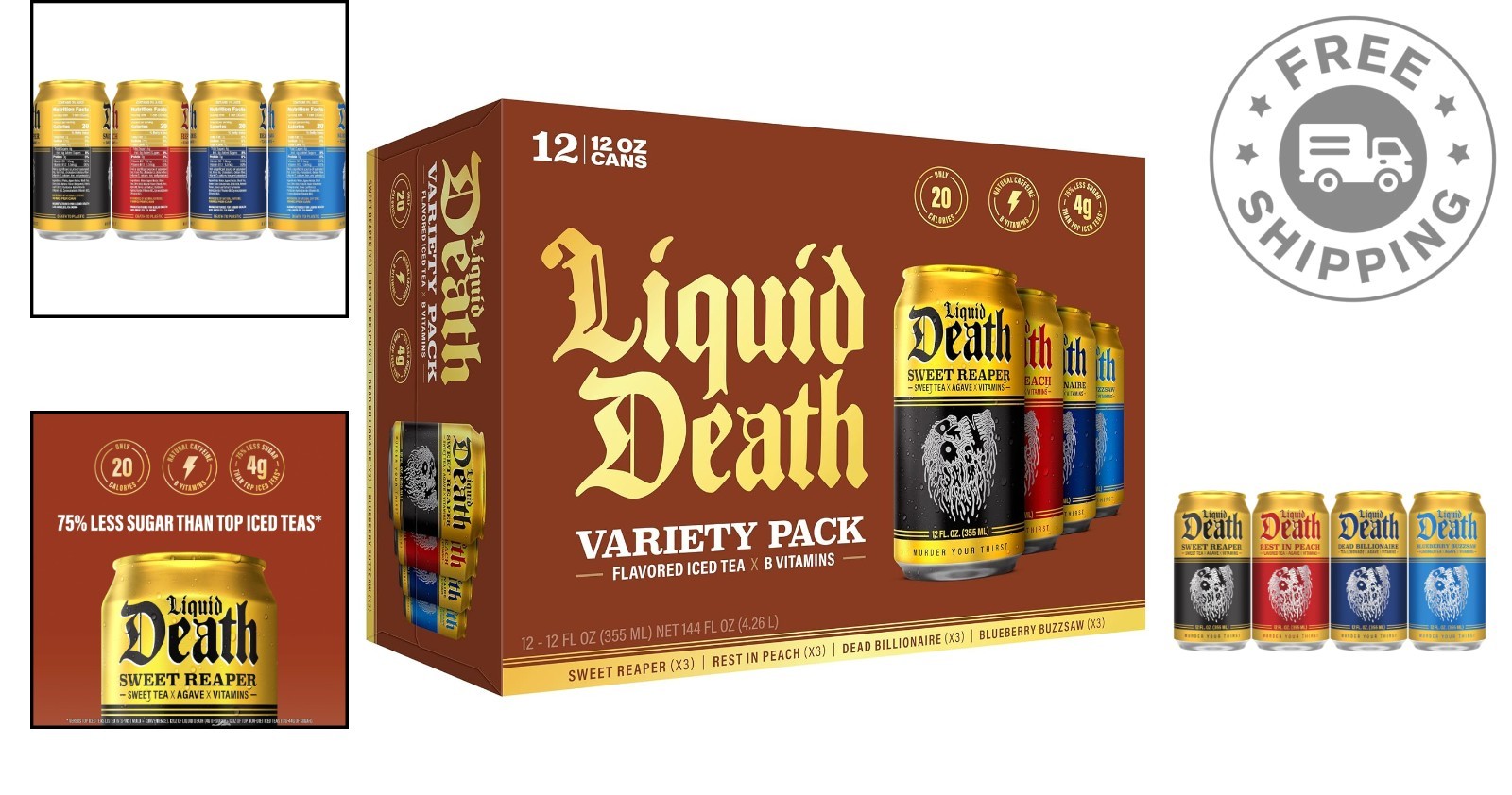Signature Iced Tea Variety Pack – 12 Cans, Low Calorie & Caffeine-Free Options