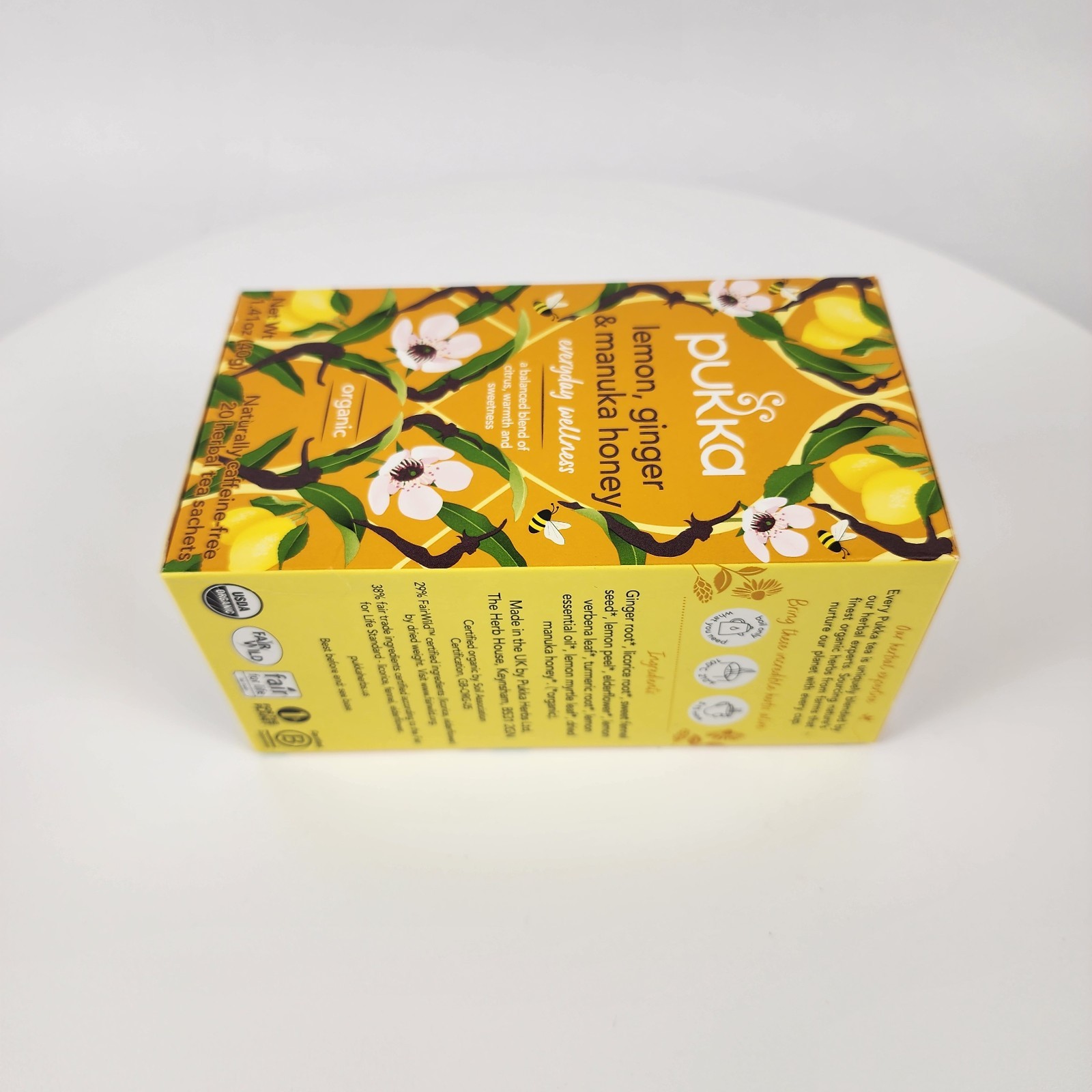 Pukka Lemon, Ginger & Manuka Honey Herbal Tea 20ct (4 Pack) Organic 80 Bags
