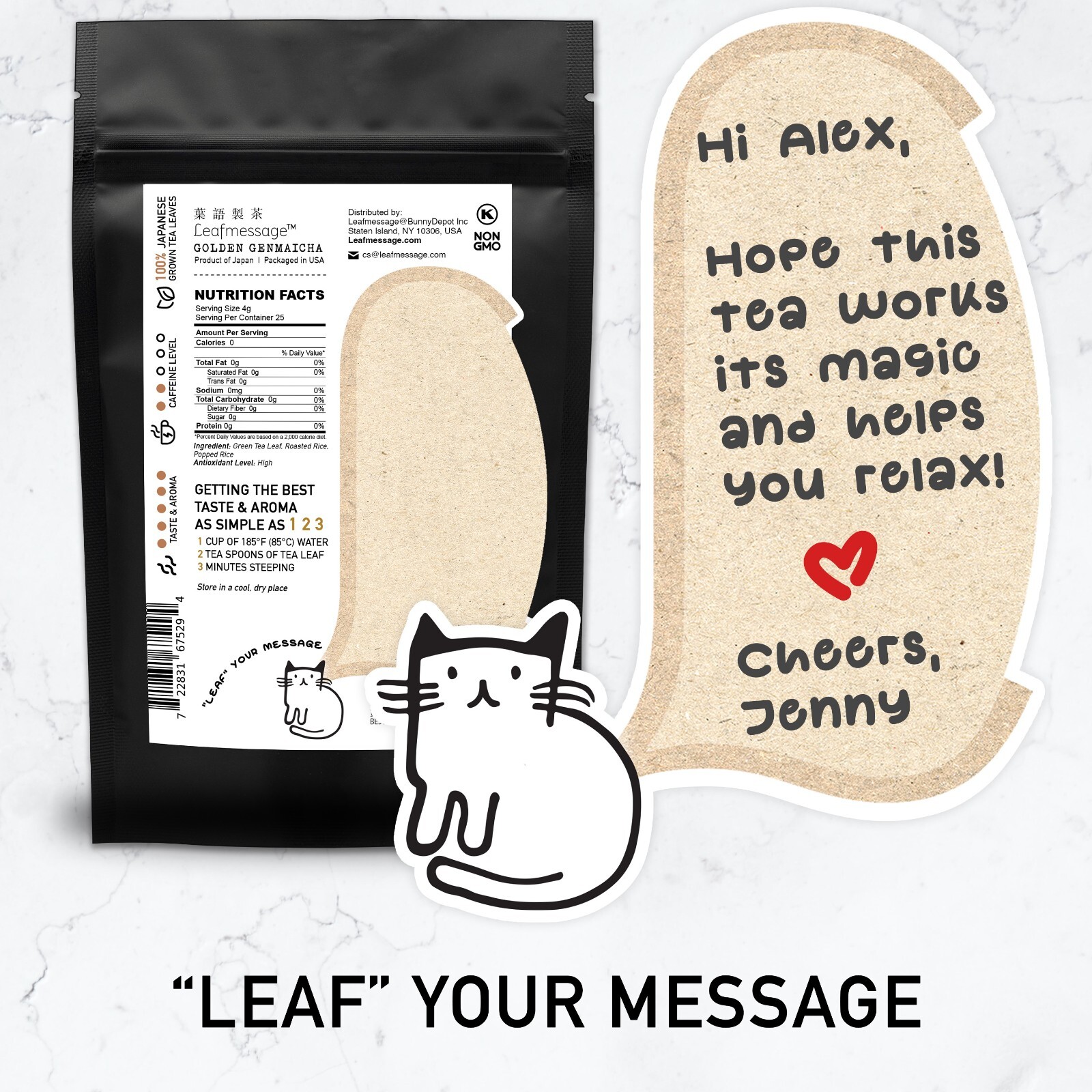 Leafmessage Tea – Golden Genmaicha Loose Leaf Artisan Tea 黃金玄米 げんまいちゃ 100g