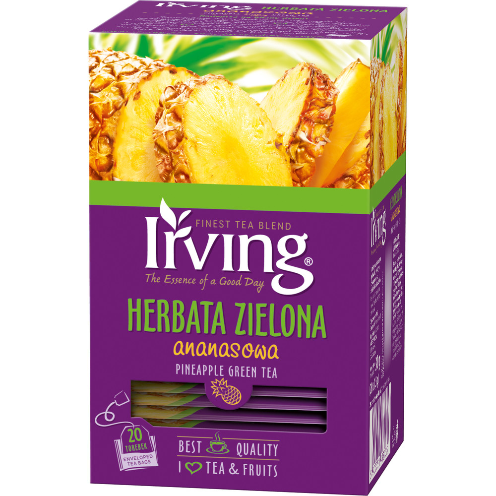 IRVING GREEN TEA – FINEST TEA BLEND – FRUITS – 20 TEA BAGS – POLAND – LEMON