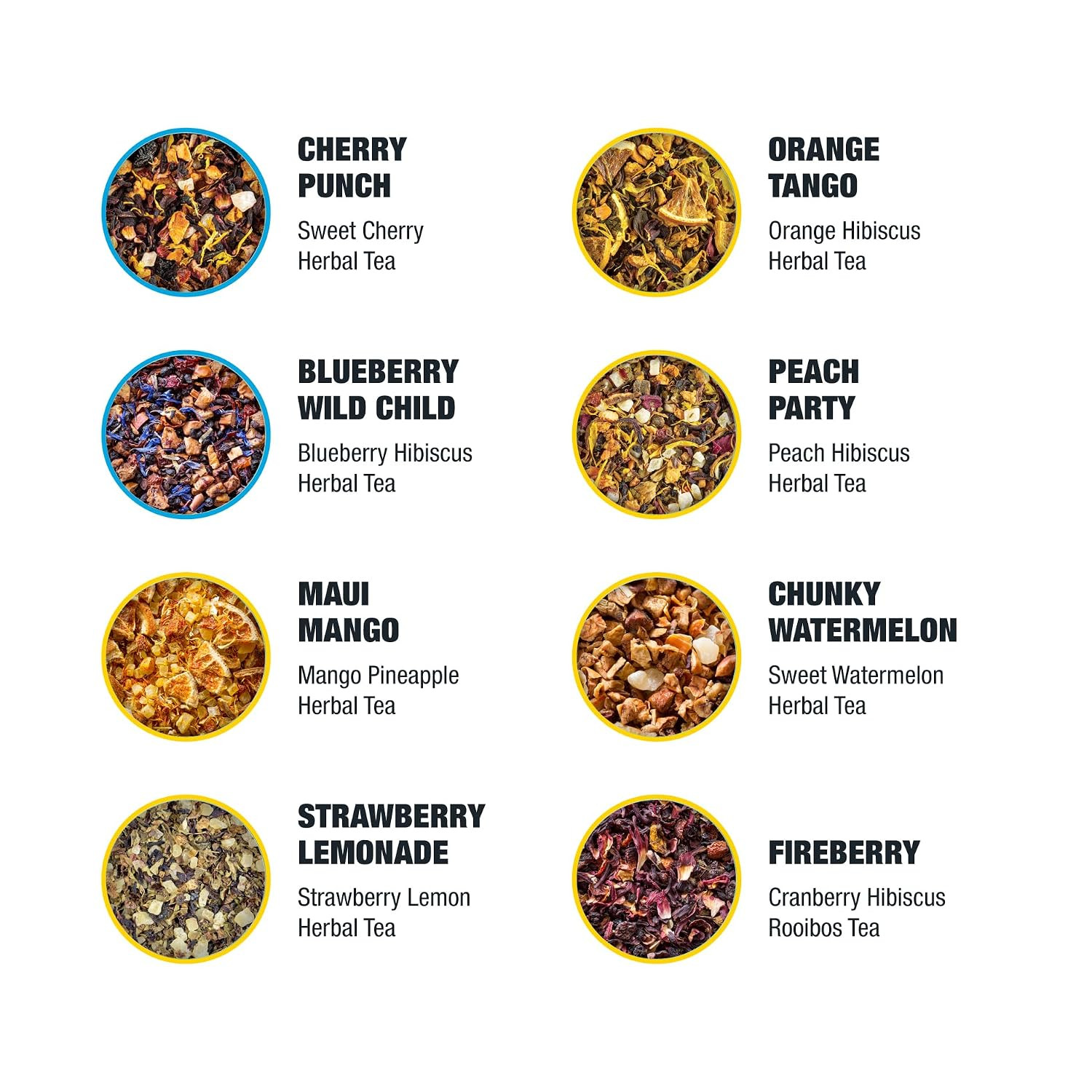 – Fruity Tea Sampler Dry Flight Set, Loose Leaf, No Caffeine, Makes Hot and Iced
