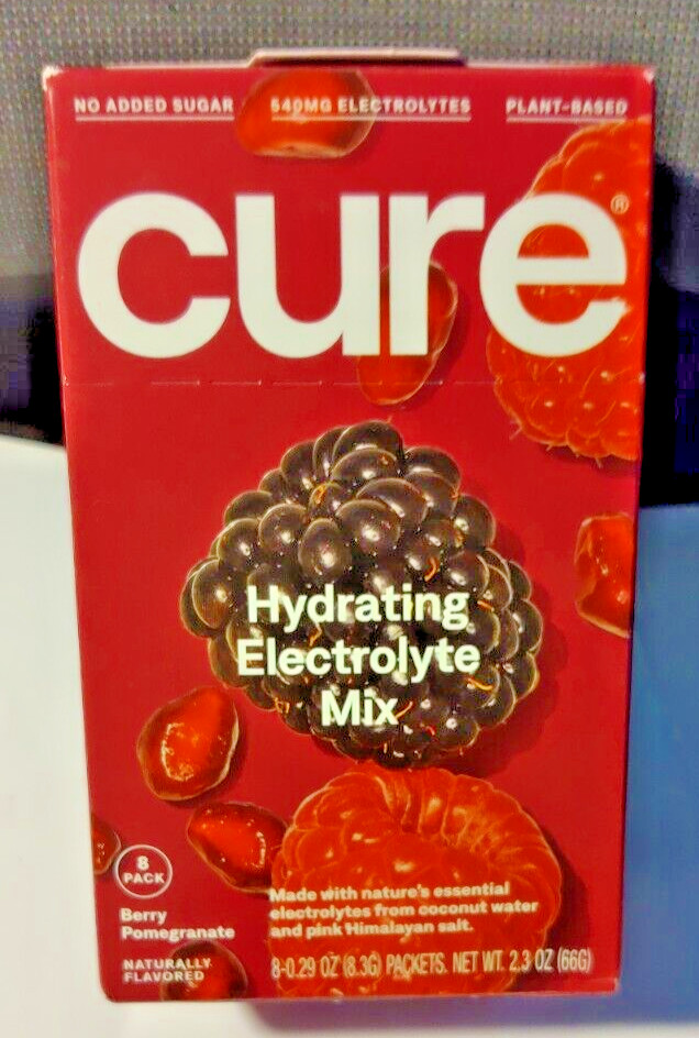 CURE-HYDRATING ELECTROLYTES-MIXED BERRY POMEGRANITE-8 PACK/BOX