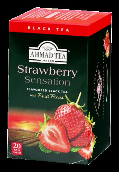 Strawberry Sensation Black Foiled Tea Bags 20 CT 1 case ( 6 x 20 =120 CT ) NEW