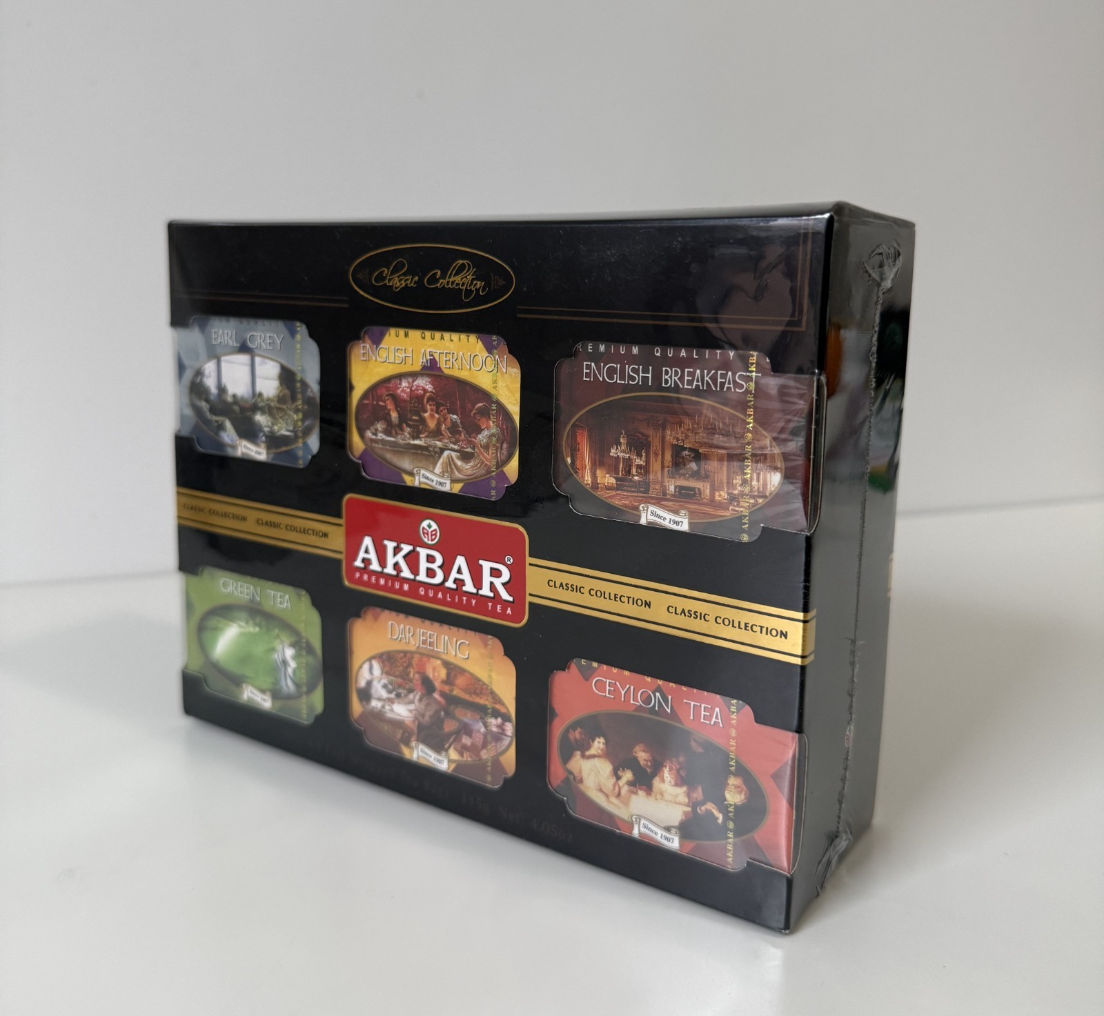 Akbar Classic Collection 60 Foil Tea Bags 115g – 5 Ceylon Tea Varieties Gift Box