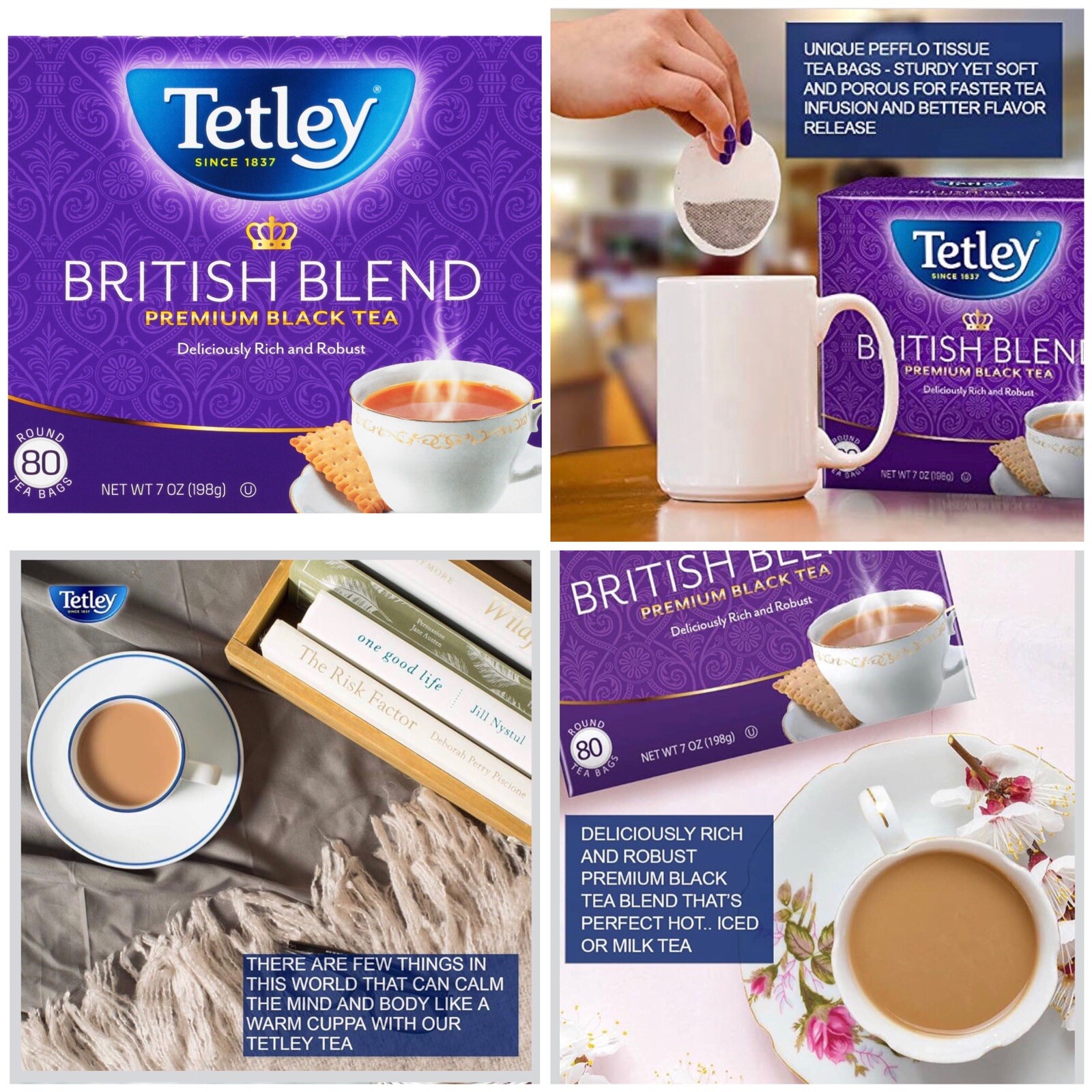 2 Box Tetley British Blend Premium Black Tea 160 Bags Deliciously Rich & Robust