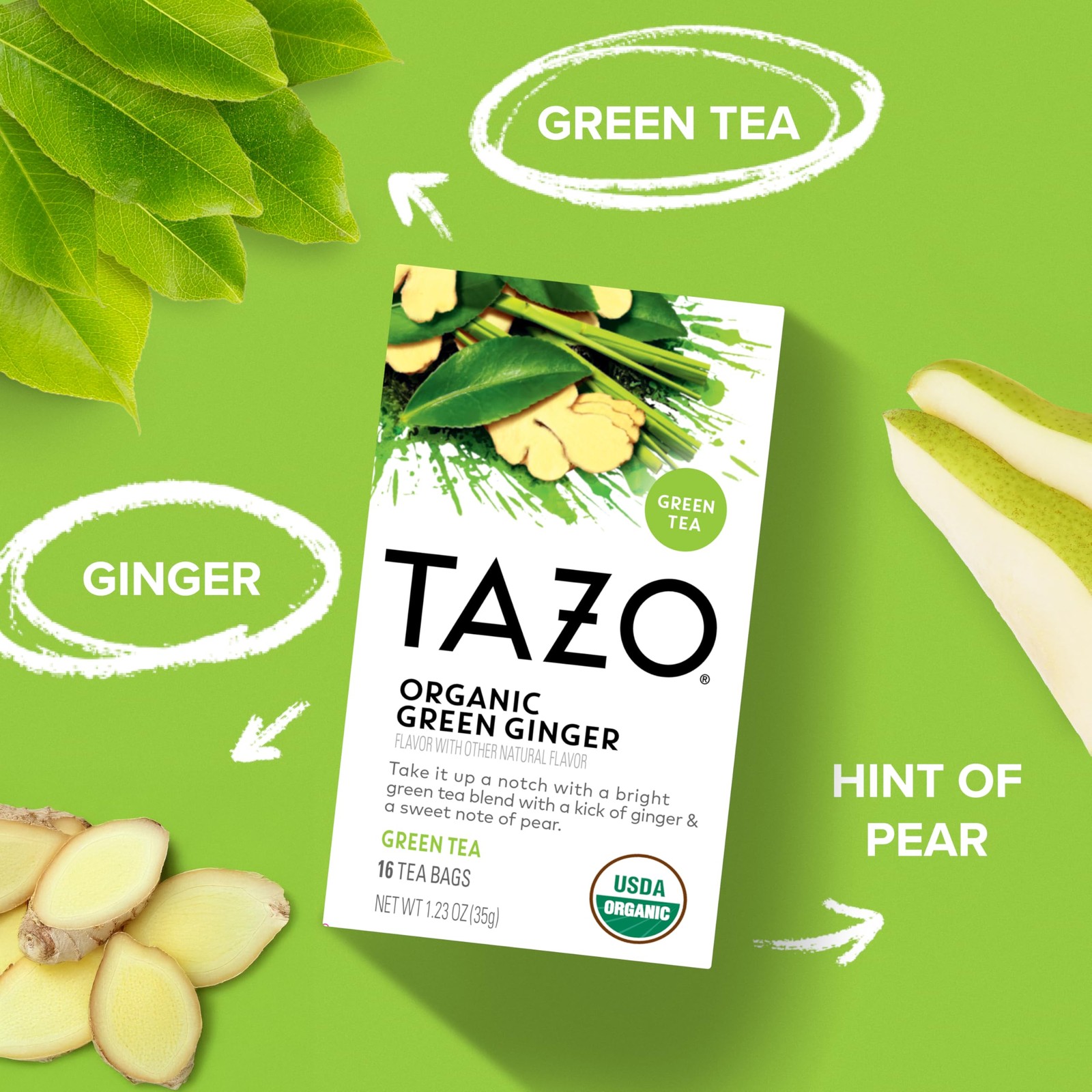TAZO Organic Green Tea, Ginger, 96 Total Tea Bags (16ct – 96