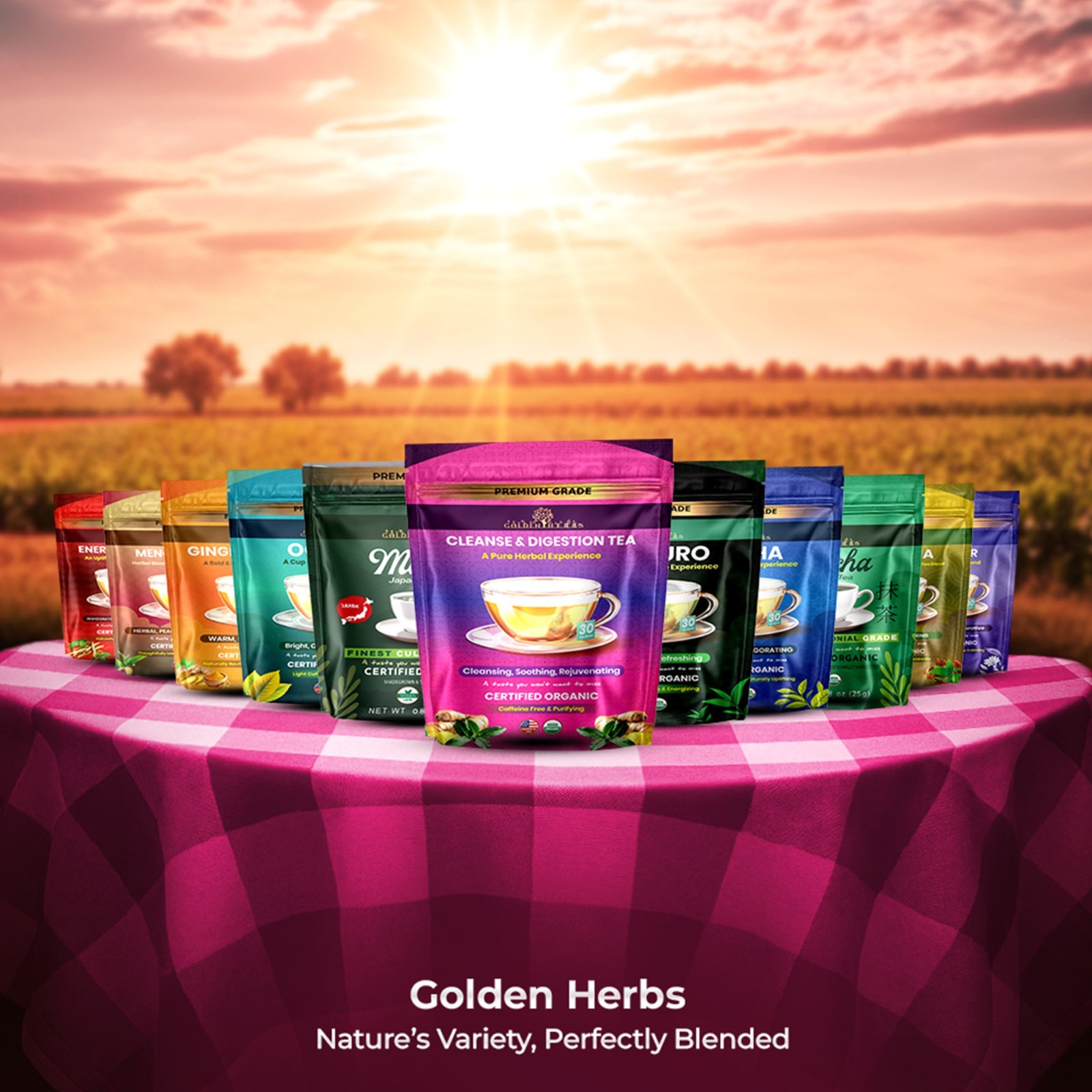 Golden Herbs Cleanse & Digestion Herbal Tea – Natural Detox & Gut Support