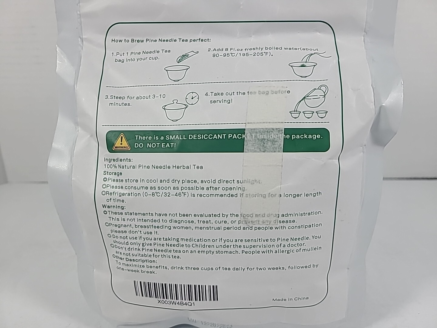 Natural Wild Pine Needle Tea 42 Bags,Rich In Vitamin A&C,Strengthen Immunity