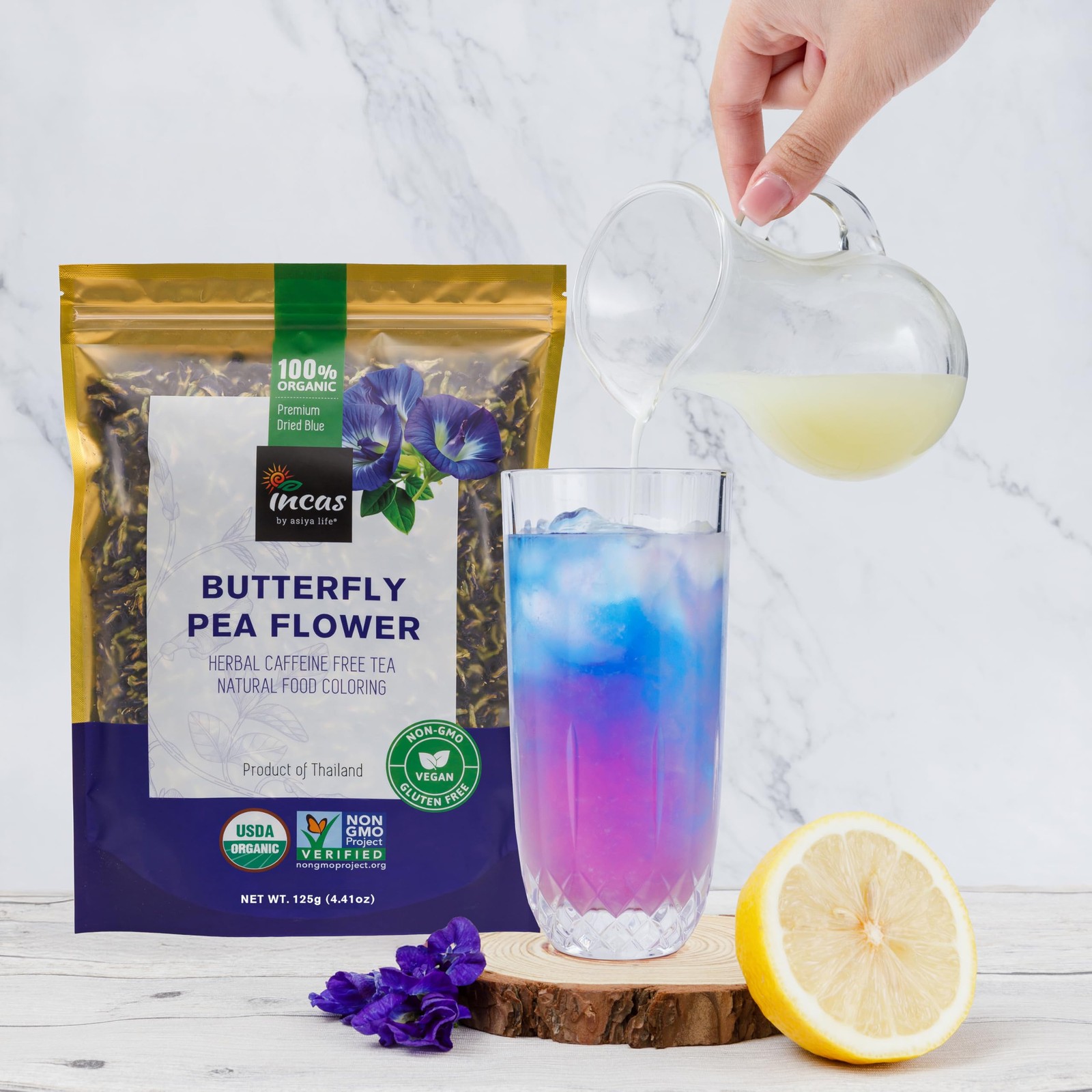 INCAS 100% USDA Organic Butterfly Pea Flower 4.41 oz (375+ Cups) DIRECT FROM …