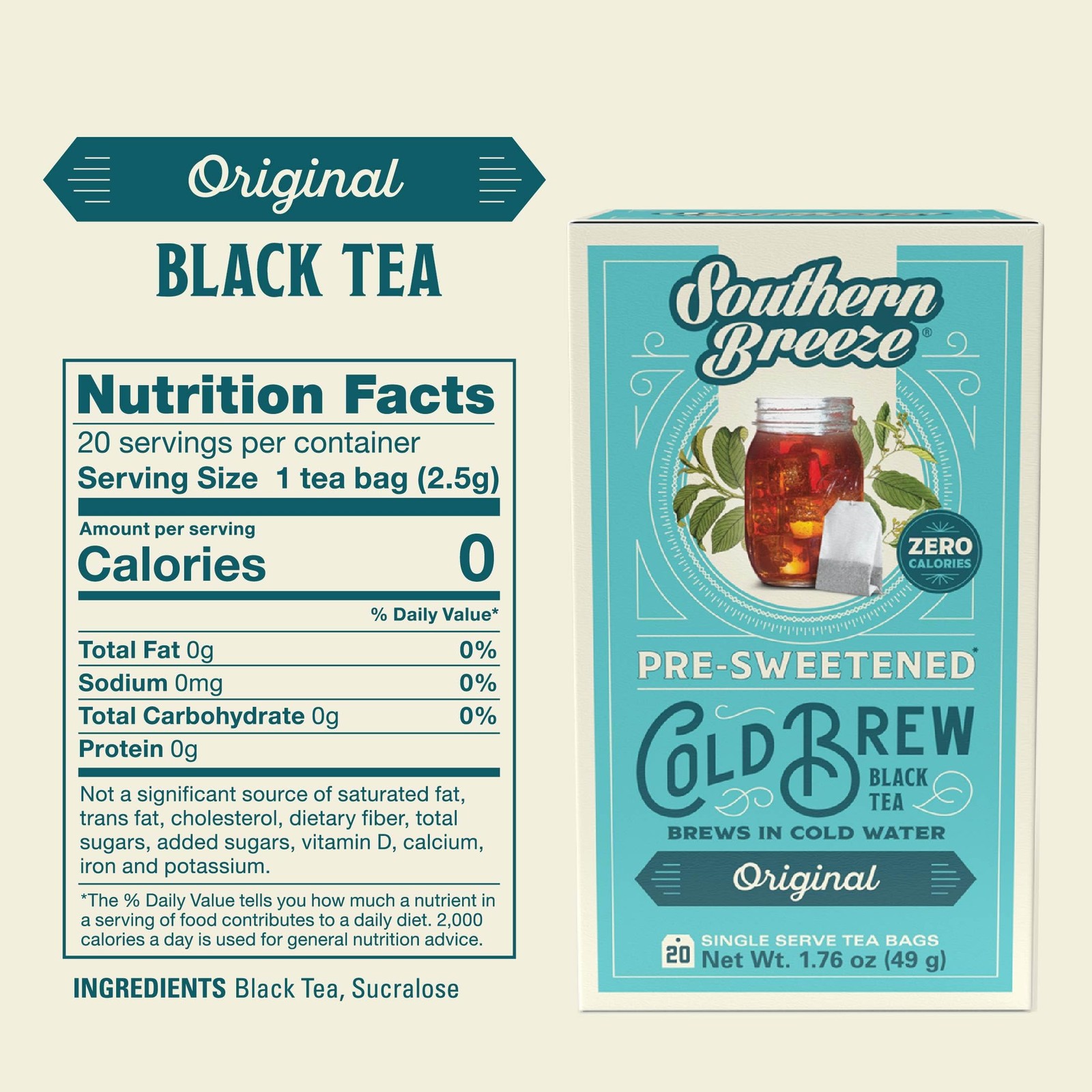 Cold Brew Sweet Tea Original Iced Tea with Black Tea and Zero Carbs Zero Suga…