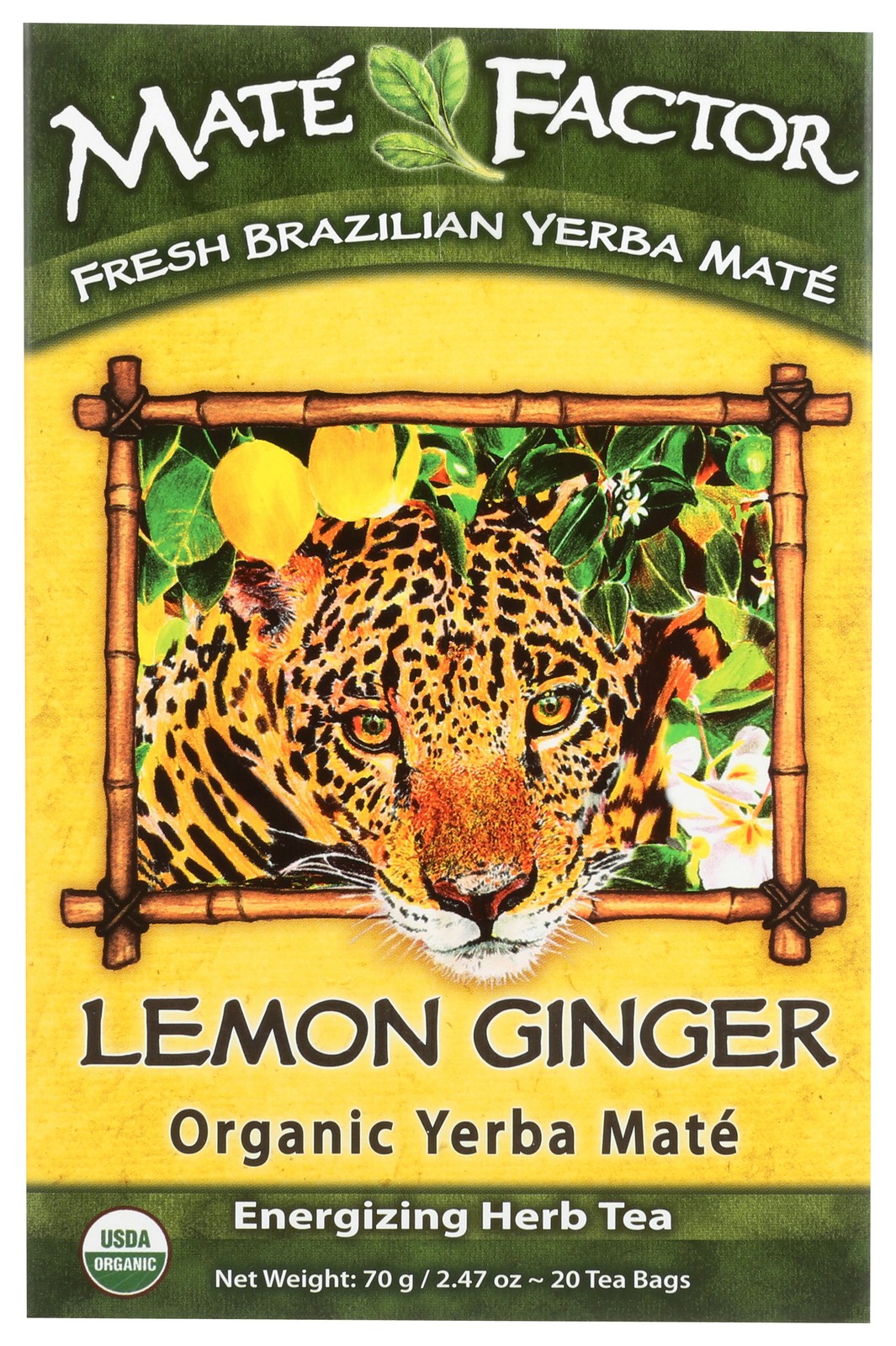 Organic Yerba Mate Tea Bags Lemon Ginger By Factor 20 3 Pack