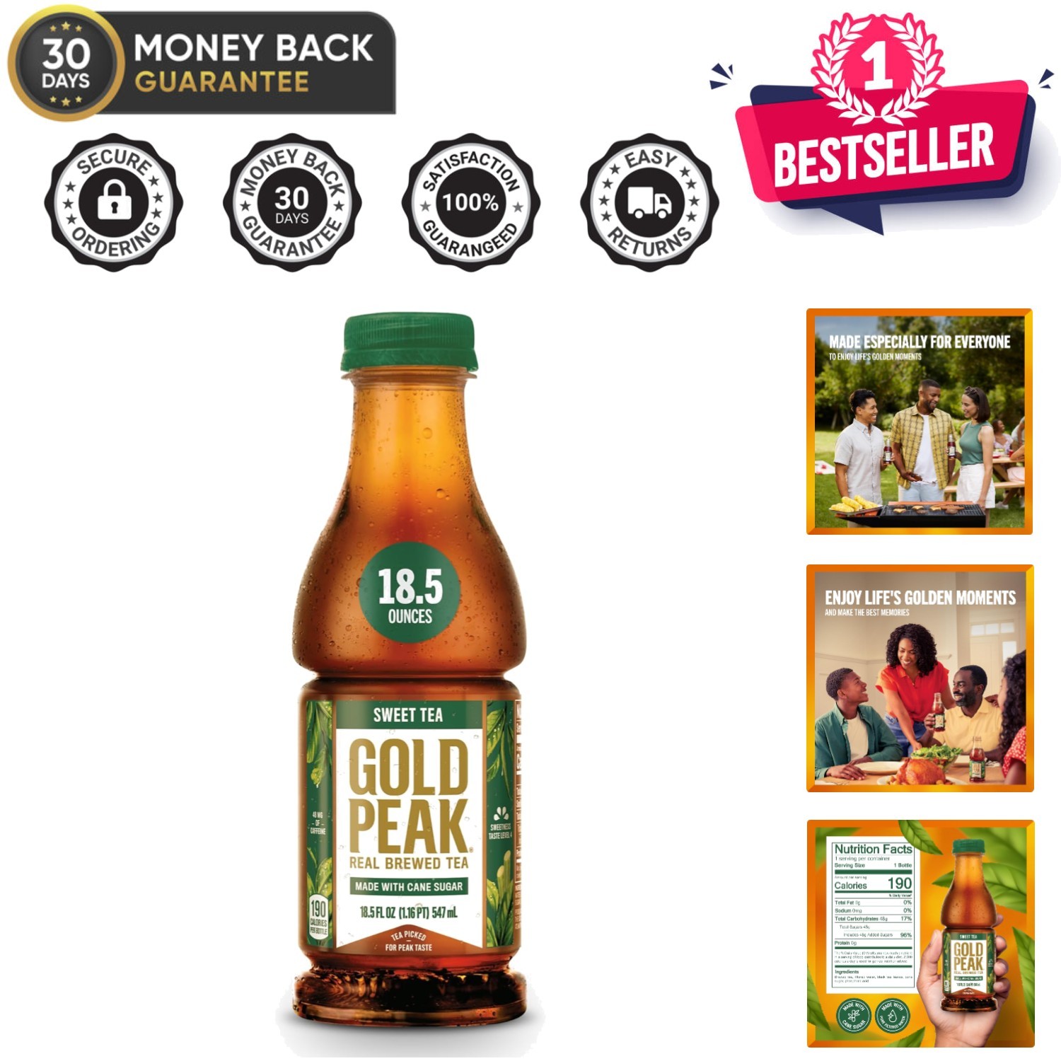 Real-Brewed 18.5 fl oz Sweet Tea – All-Ages Delight with Low Caffeine