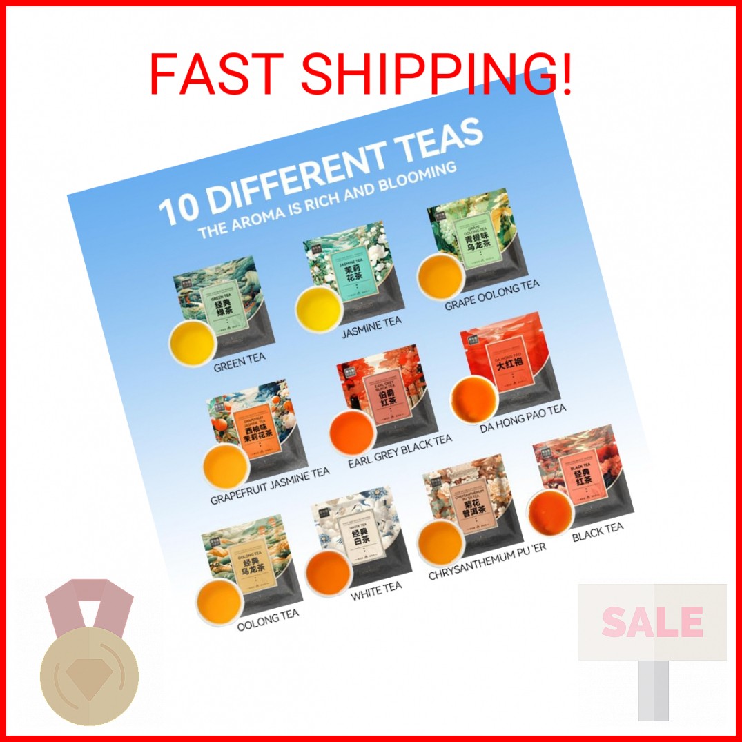 BEI CAI Tea Bags Sampler Assortment Box (50 Count) 10 Different Flavors,Perfect
