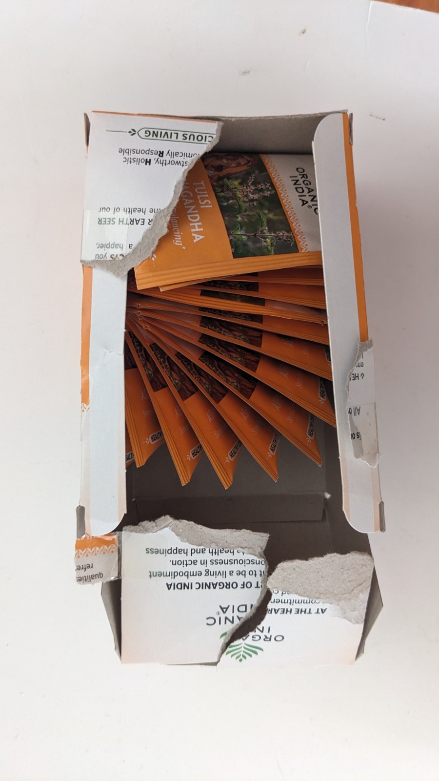Organic India TULSI ASHWAGANDHA Herbal Tea Stress Relief 6 Boxes 108 bags BB7/27