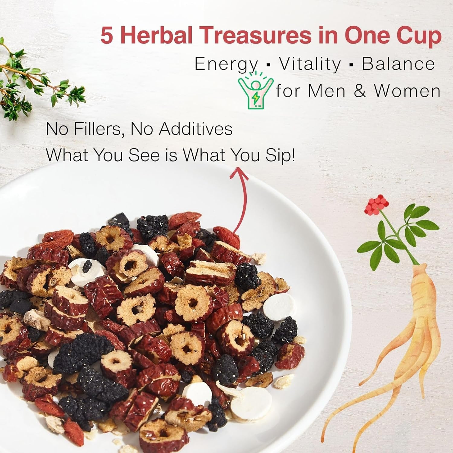 Kidney Tea Formula Ginseng Six Treasure Tea – 10G X 20 Bags Ginseng & Mulberry H