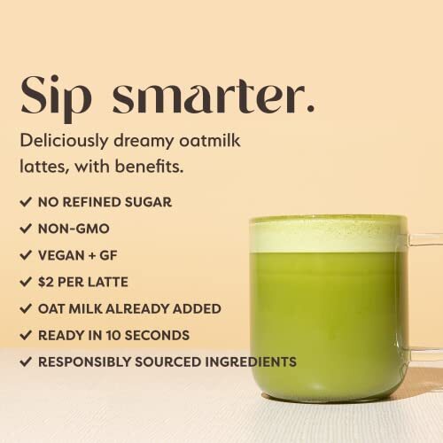 Clevr Blends Matcha Green Tea Powder Oat Milk Instant Latte Mix 100% Japanese…