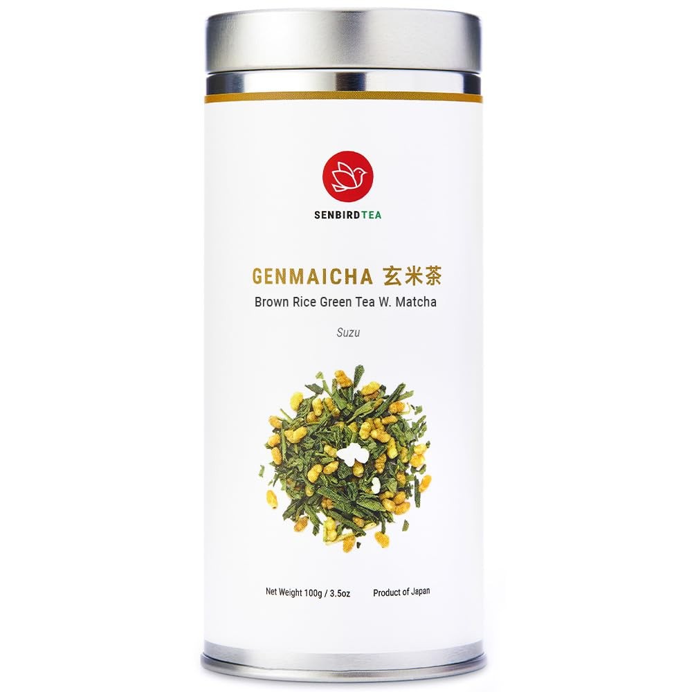 Senbird Premium Genmaicha With Matcha Japanese Brown Rice Green Tea With Mat…