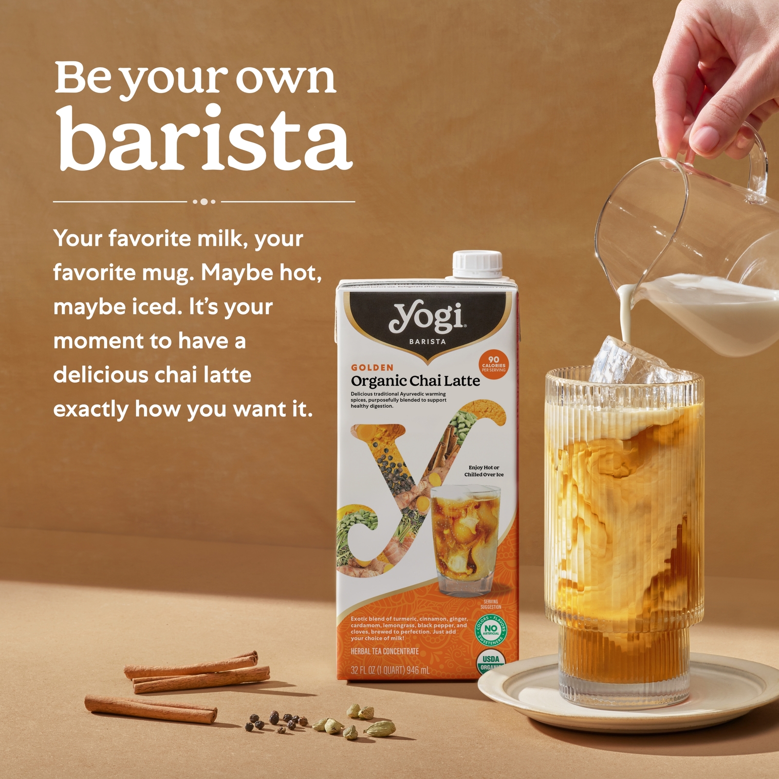 Yogi Barista Golden Organic Chai Latte – 32oz (6 Pack) – Supports Digestion