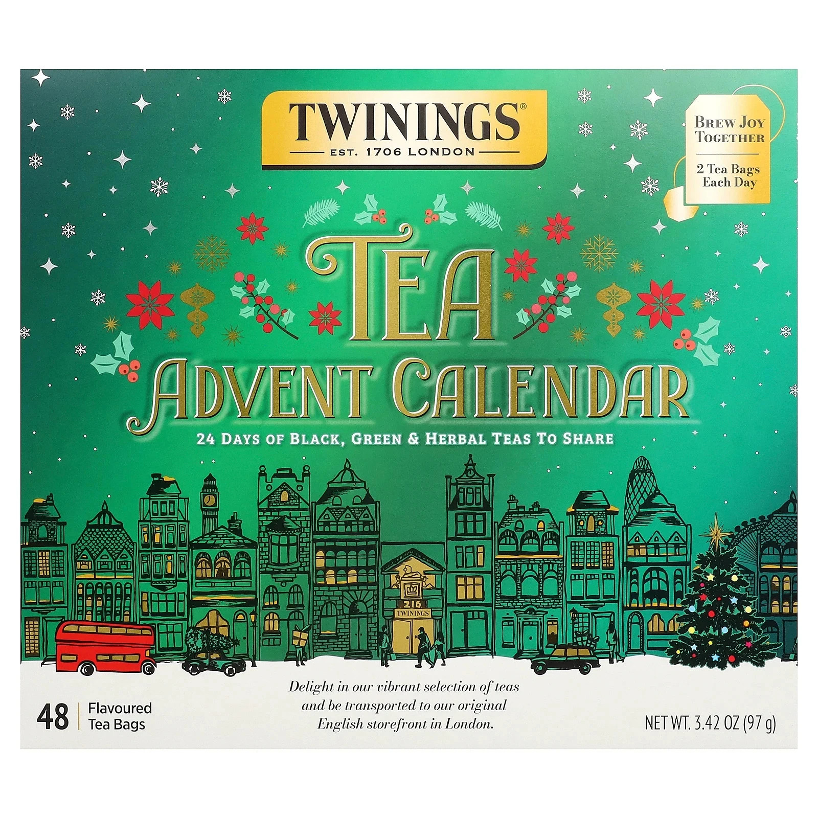 Tea Advent Calendar, 48 Tea Bags, 3.42 oz (97 g)