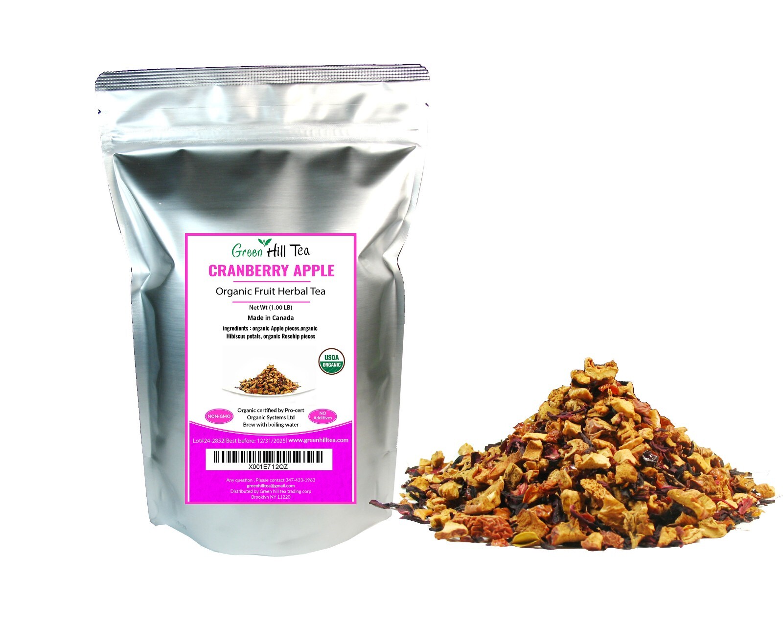 Organic cranberry apple fruit herbal tea loose leaf tea 1 LB Good Iced Tea