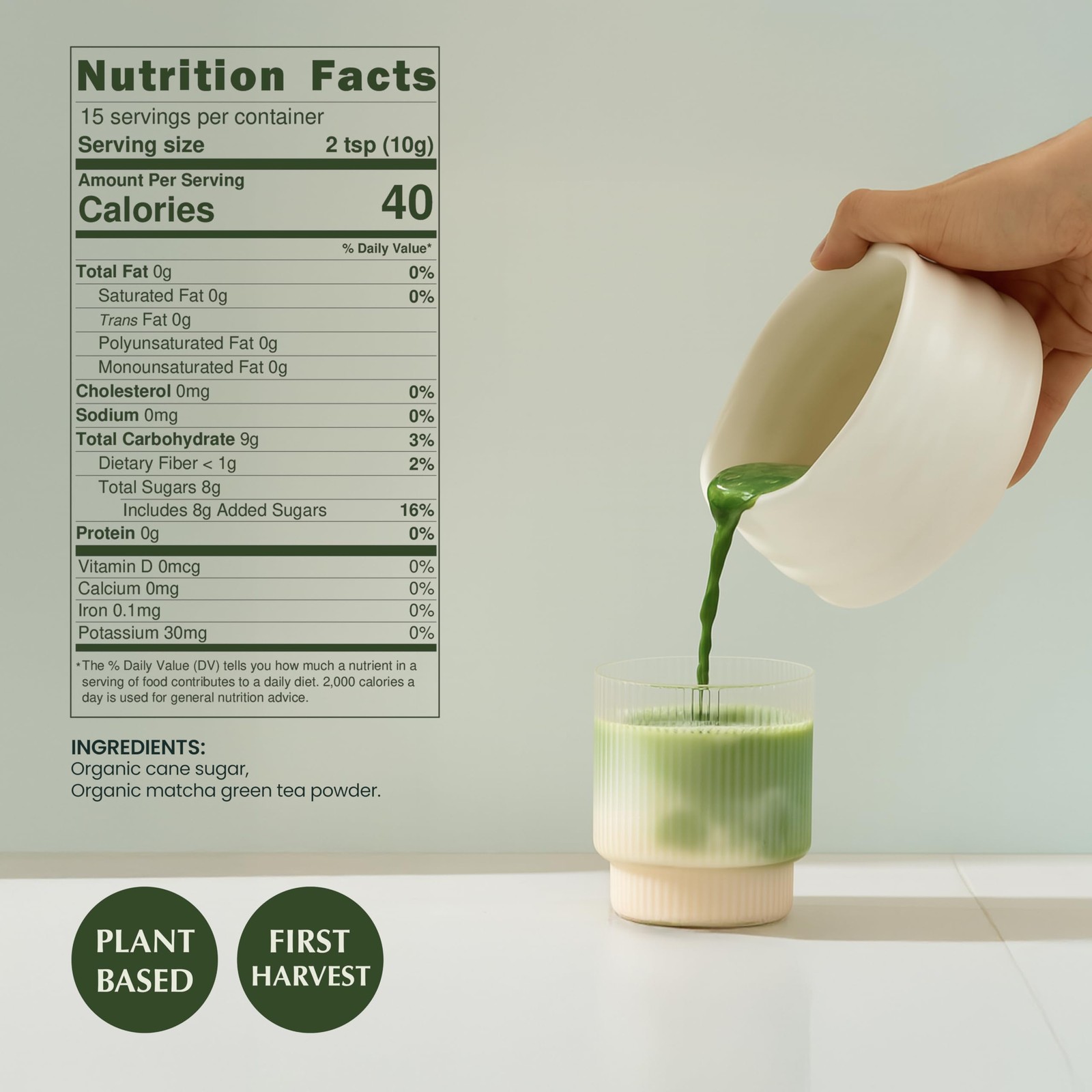 Encha Matcha Latte Powder Sweetened Lightly Sweet Matcha Powder First Harve…