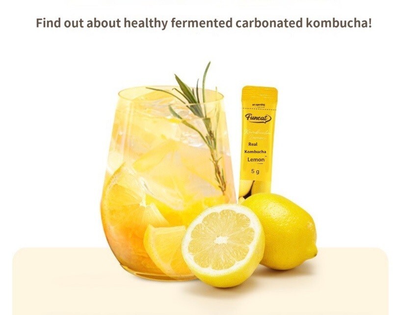 Funeat Real Kombucha Lemon/Peach Sparkling Fermented Powdered Mix Beverage