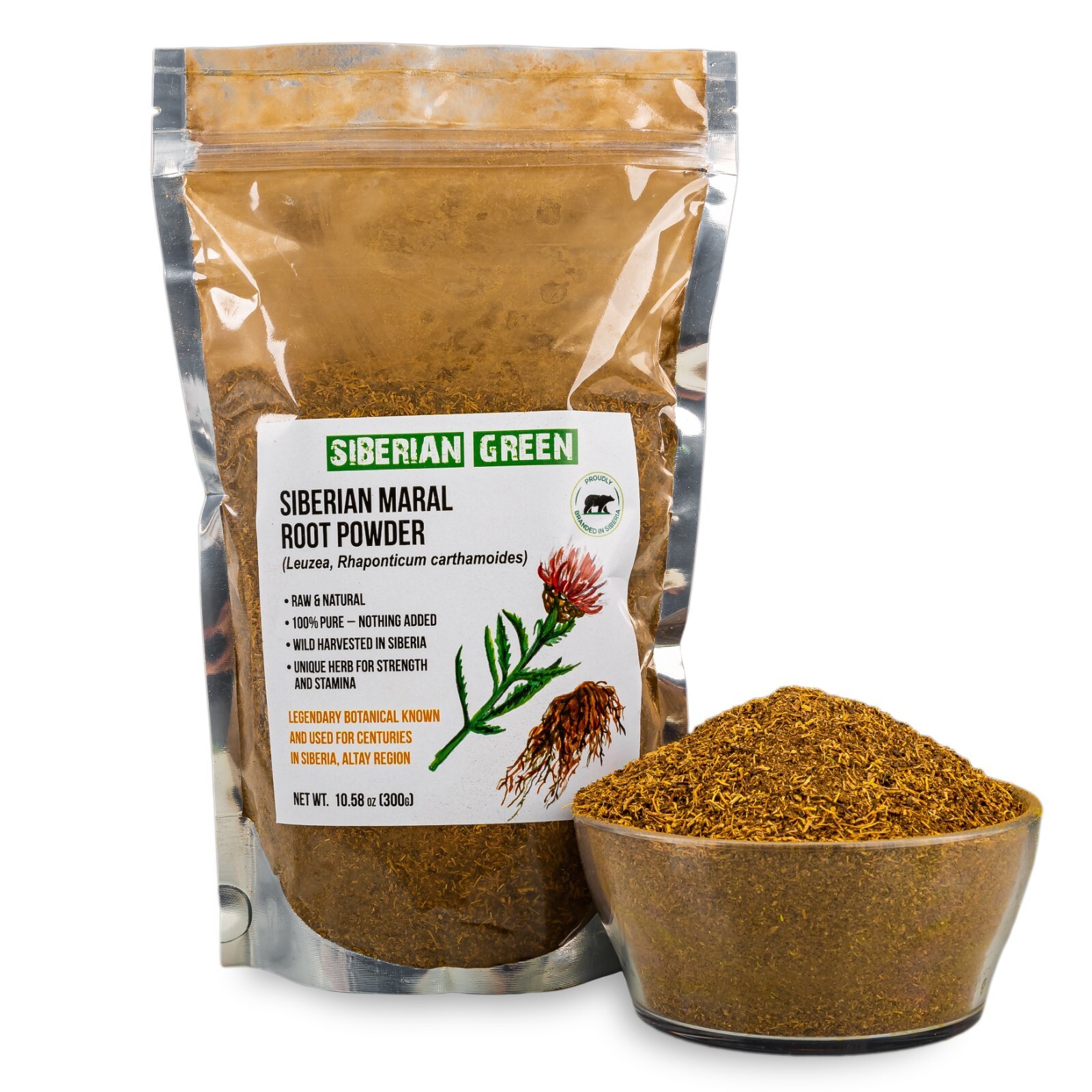 Leuzea Root Tea Loose Powder 300g Wild Maral Rhaponticum Eleuthero Ginseng