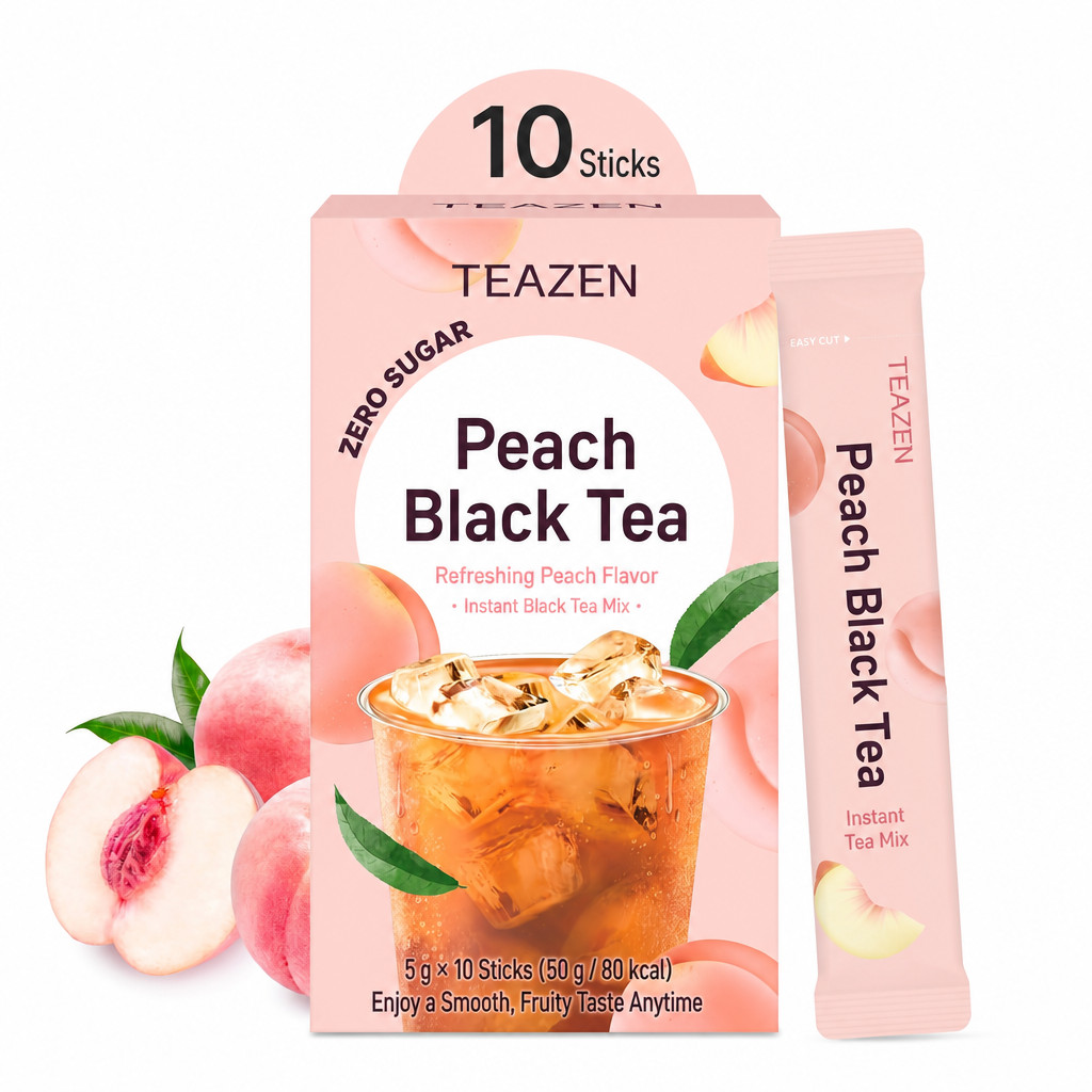 Sugar‑Free Peach Iced Tea Drink Mix – Uva Black Tea Hydration Sticks, 10 Count (