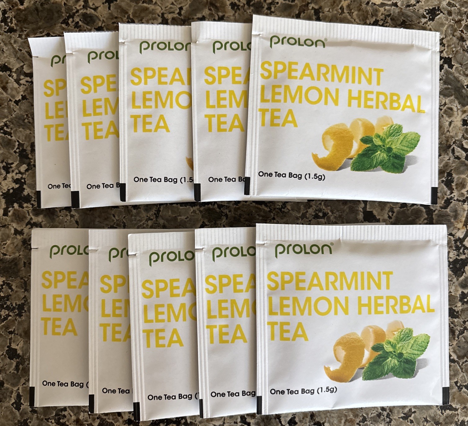 Prolon Spearmint Lemon Organic Herbal Tea Bags 10 Pack exp 5/1/28