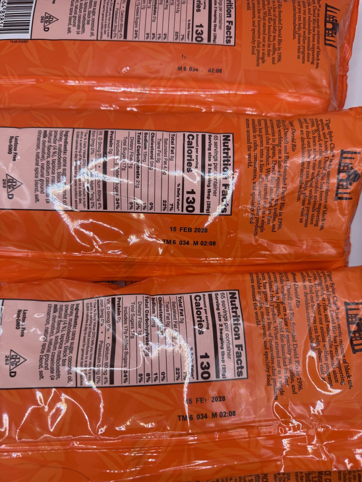 David Rio Tiger Spice Chai, Bulk, 4lb. Bag, New.