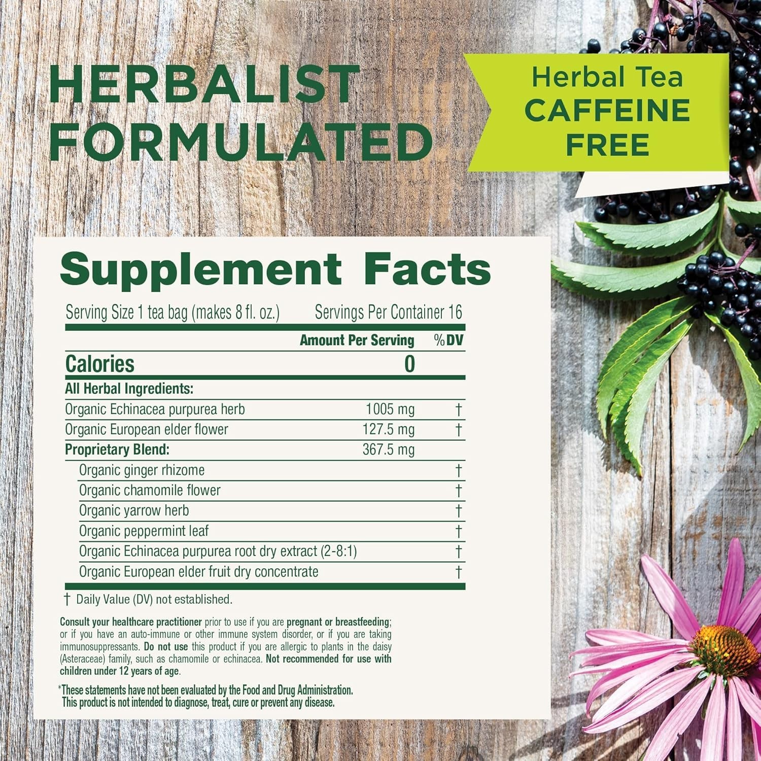 Traditional Medicinals Tea, Organic Echinacea Plus Elderberry, Boosts the Immune