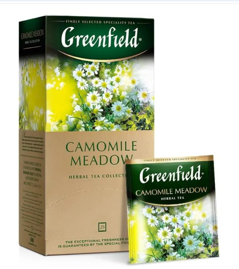 GREENFIELD Tea CHAMOMILE MEADOW HERBAL 25 TEA BAGS RF Made in Russia NO GMO*3 pc