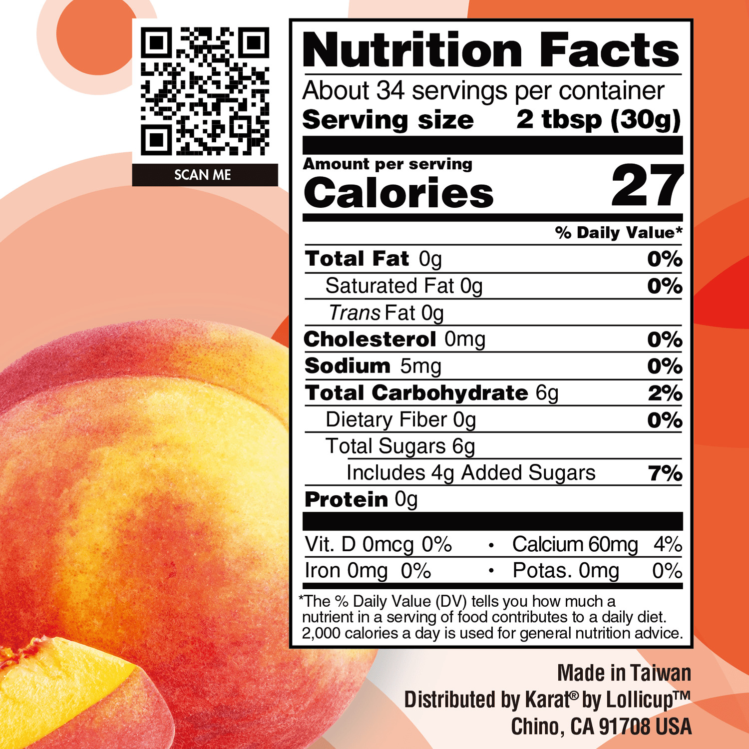 [12 Jars] Tea Zone Peach POPPING PEARLS™ (B2061, 2lbs)