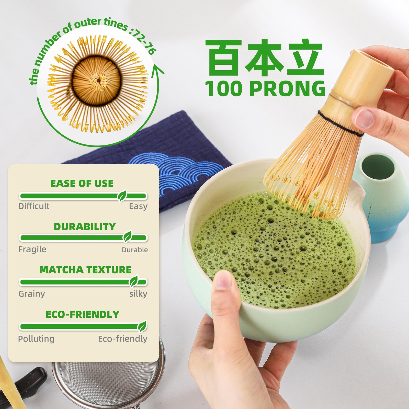 TEANAGOO Matcha Whisk Set Blue,Ceremony Matcha Set,Matcha Kit Grident Blue,Ma…